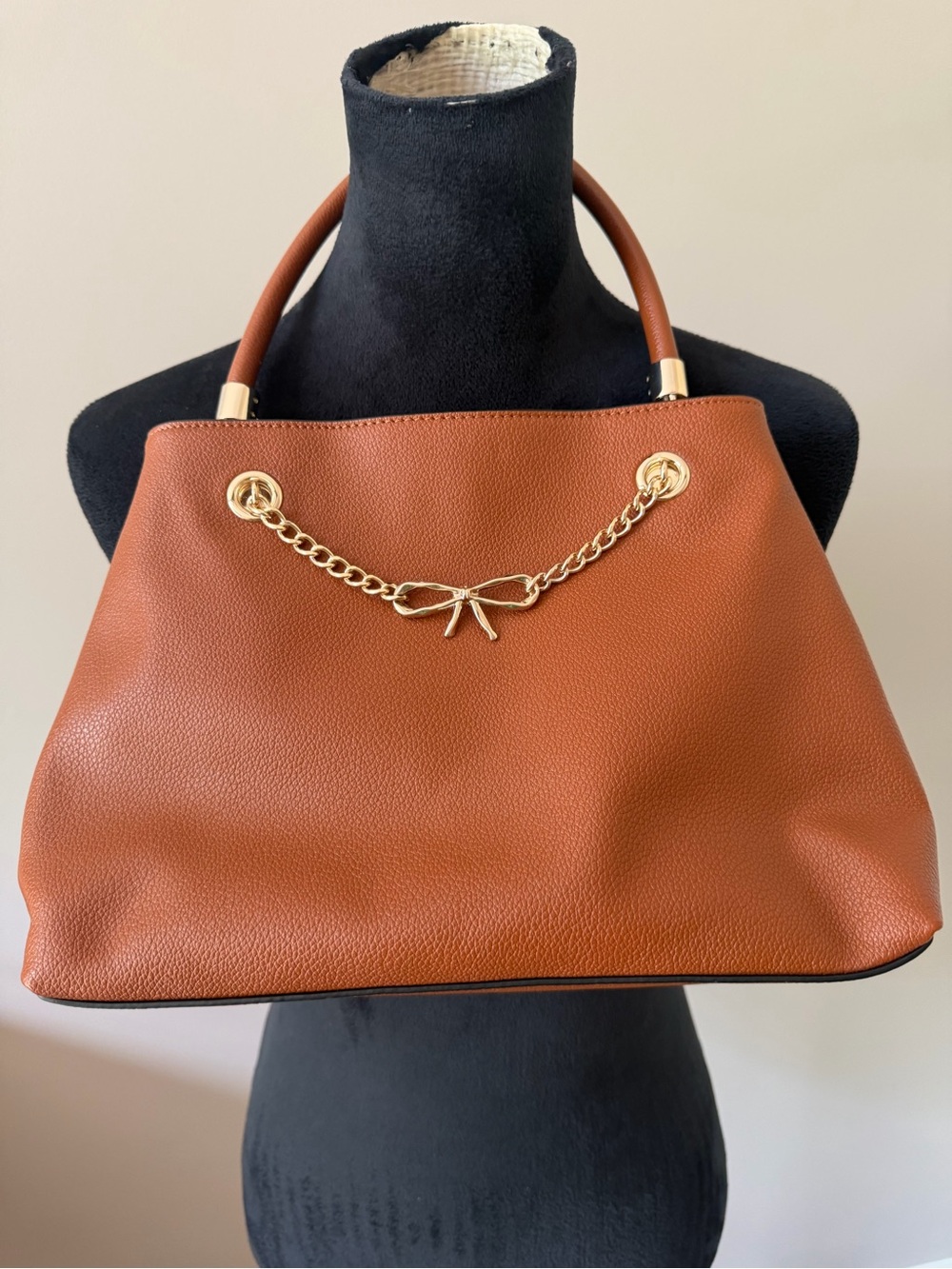 LC Lauren Conrad Tan Tote with Gold Chain Accent